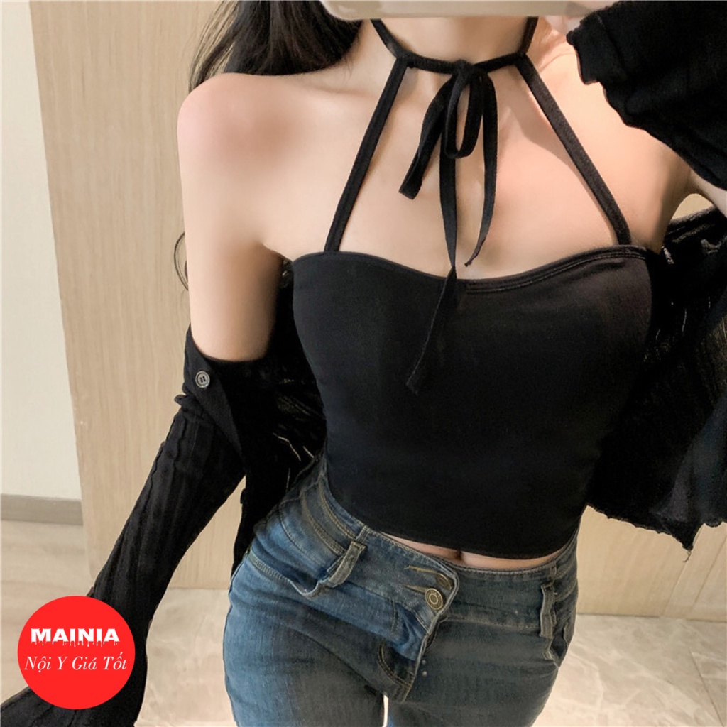 [Loại 1 Túi Zip] Áo Bra Quây COTTON Cột Dây Cổ Siêu Đẹp Thấm Hút Co Giãn Cao Cấp Mainia Shop