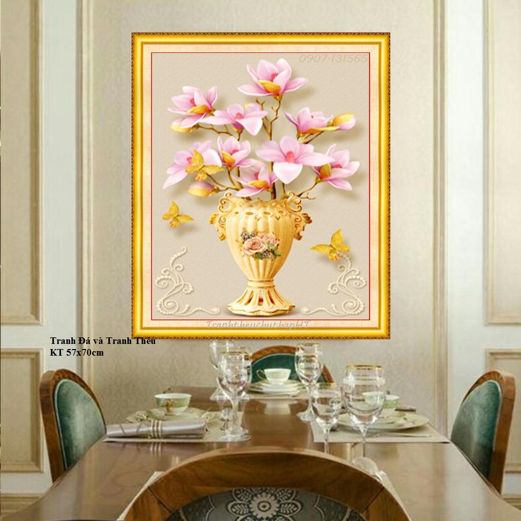 Tranh đính đá bình hoa KT:57x70cm ,tranh gắn đá chưa làm.