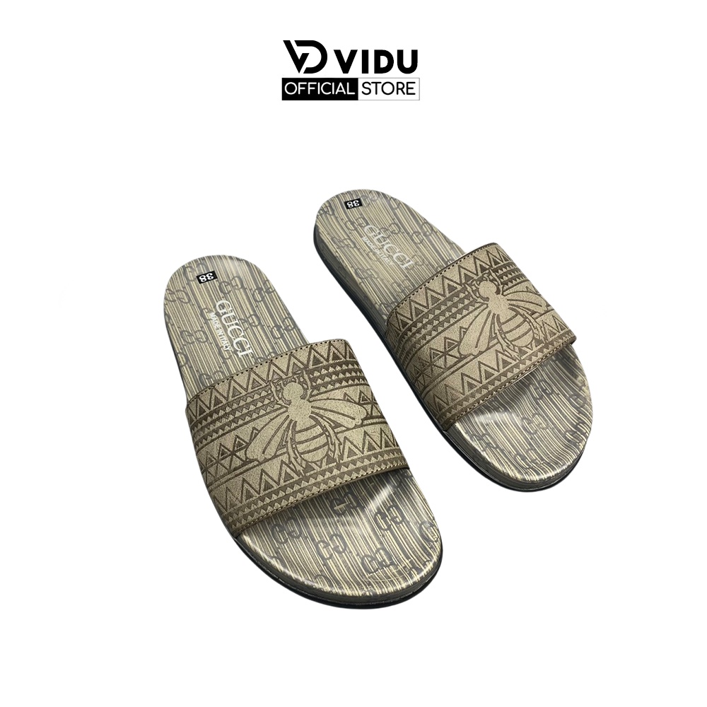 Dép nam quai ngang GUCCI ViDu 21154 mẫu mới họa tiết khắc laze hình con ong cực nét, đế phun đi êm chân