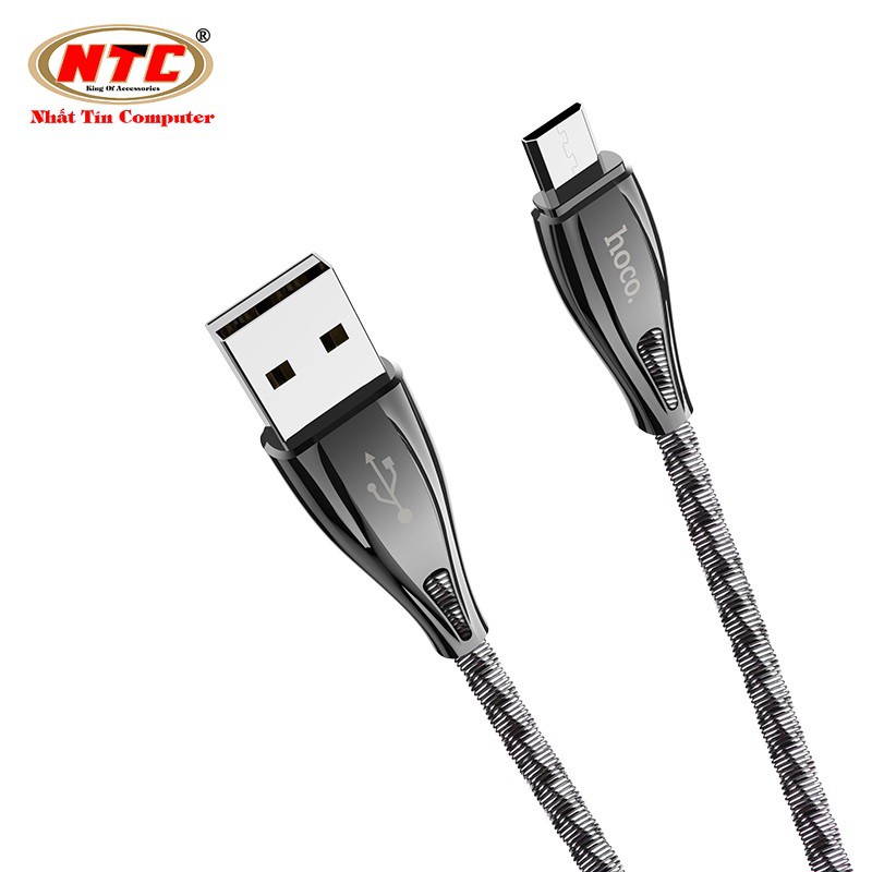 Cáp sạc nhanh và truyền dữ liệu Hoco U56 Metal armor cổng microUS, hỗ trợ QC3.0, điện áp 2.4A max, dài 1.2M - Chính hãng