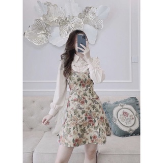 VÁY GẤM HOA PHỐI TẰM CÚC NGỌC