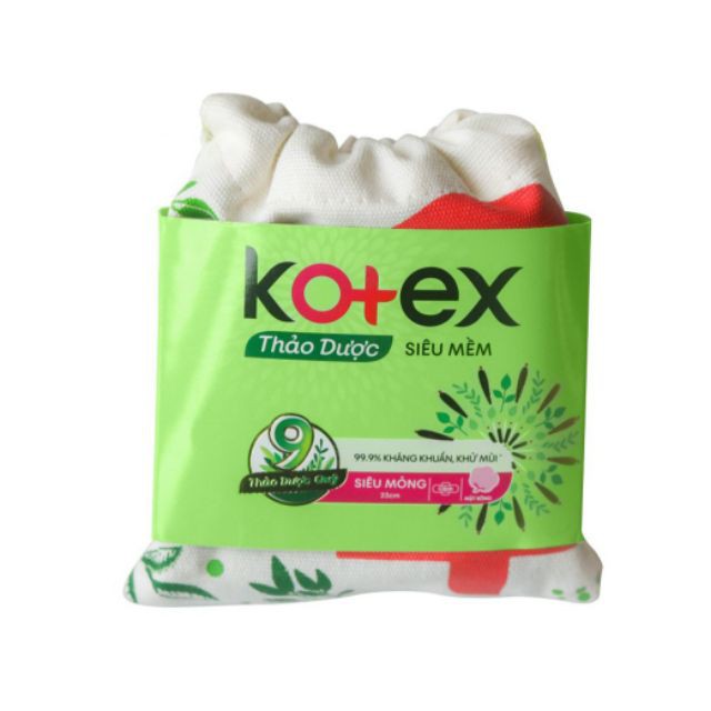 Set 4 miếng băng vệ sinh Kotex thảo dược (che tên SP)