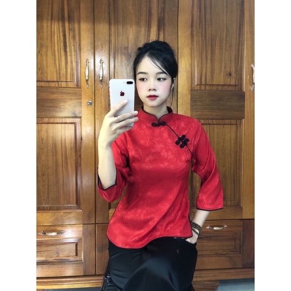 Áo lẻ sẫm gấm cao cấp, thời trang nữ đi chùa, đồ truyền thống trung hoa