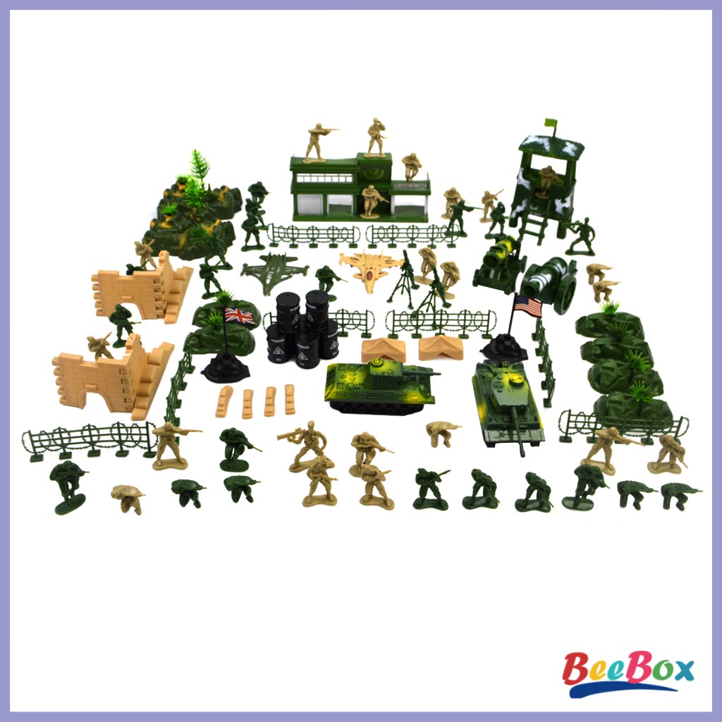 Set 90 Mô Hình Đồ Chơi Quân Đội BeeBox 5cm Bằng Nhựa