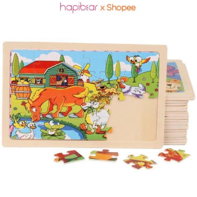Đồ chơi tranh ghép hình 24 miếng bằng gỗ nhiều chủ đề cho bé, tranh xếp hình 24 miếng gỗ phát triển trí thông minh