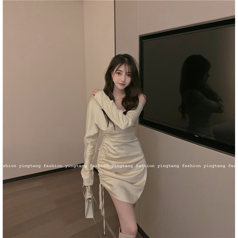 ( ORDER ) Đầm váy nữ lệch vai rút dây sexy ulzzang AK1094 | BigBuy360 - bigbuy360.vn