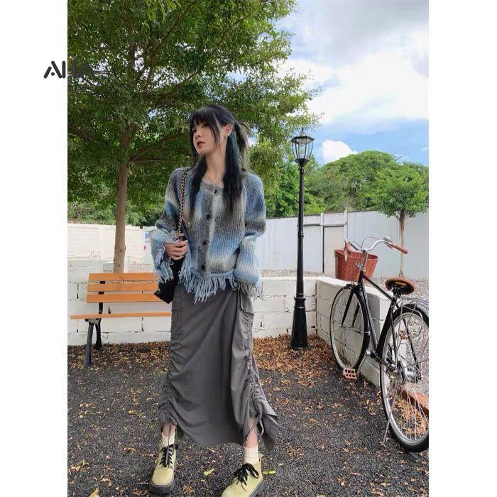 Áo Khoác Len Cardigan Nhuộm Màu Phong Cách Hàn Quốc Thời Trang Mùa Thu Mới Cho Nữ