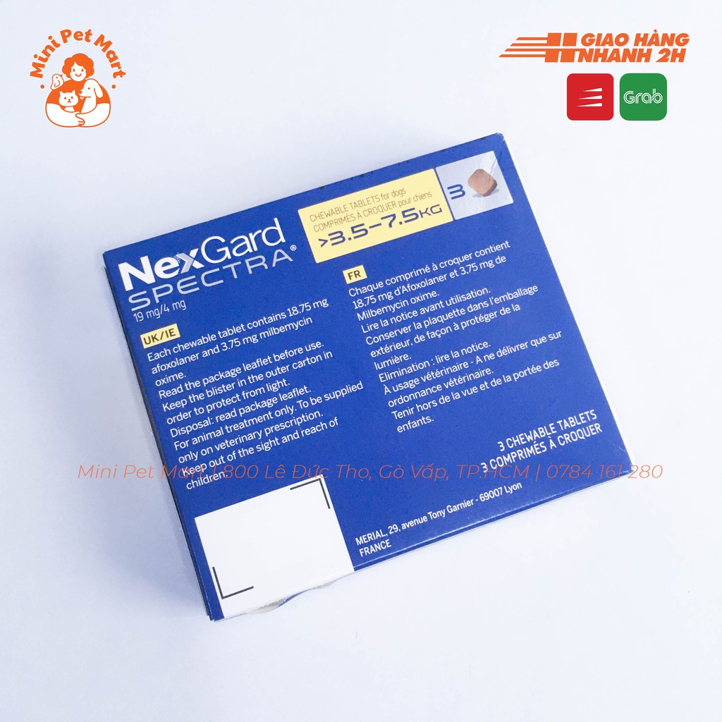 NEXGARD SPECTRA - Loại bỏ ve, bọ chét, tẩy giun cho chó - Vị thịt bò