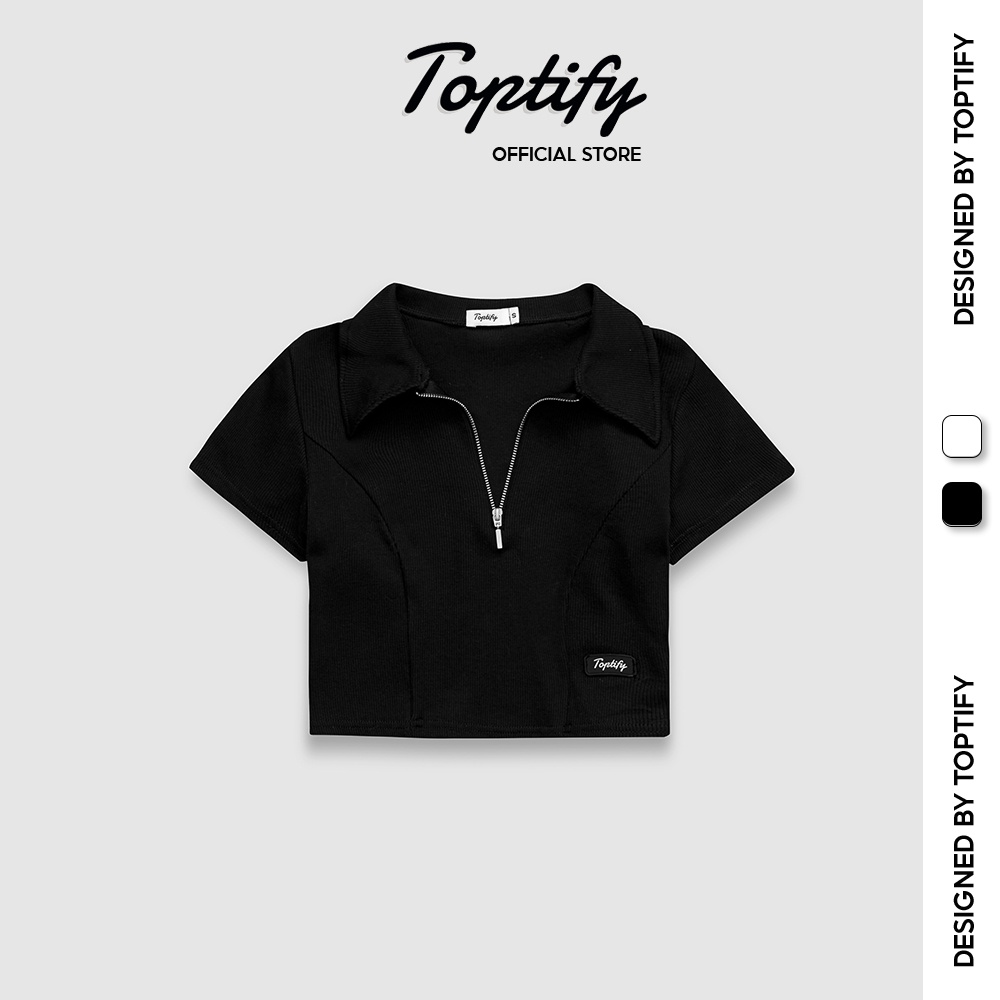 Áo croptop nữ ngắn tay logo TOPTIFY cổ polo dây kéo Day Dreams Top AC07 | WebRaoVat - webraovat.net.vn