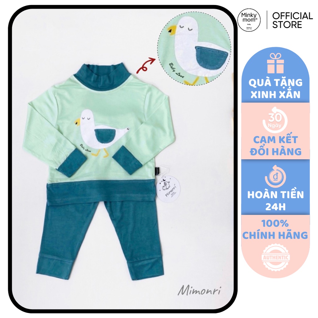 [SALE] Bộ Thun Lạnh Dài Tay Bé Trai, Bé Gái KIMCHIBABY Cổ 3P 3D Vịt Vàng, Bộ Quần Áo Cho Bé Mặc Nhà KWTD2214