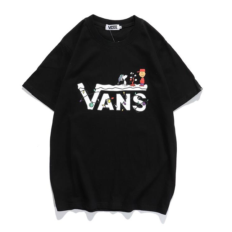 Áo thun cotton ngắn tay in chữ vans thời trang cho nam và nữ