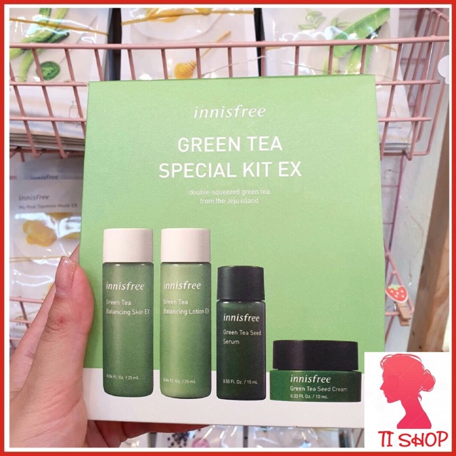 Set Kit FREESHIP Set dưỡng da trà xanh innisfree giảm mụn sạch sâu