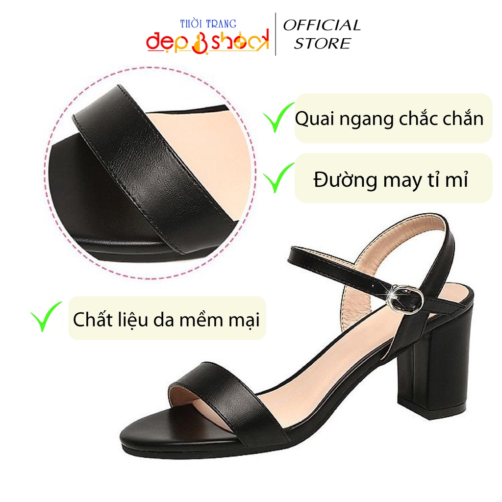 Sandal cao gót bigsize quai ngang gót vuông 5p -7p cao cấp chính hãng Depvashock size 42 43 cho người chân to