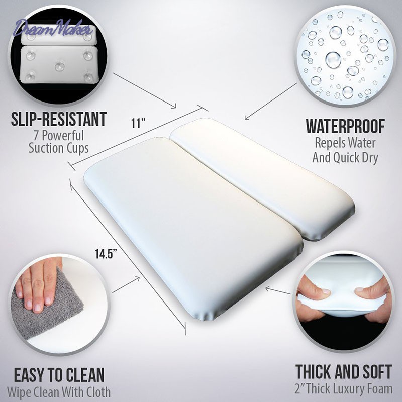 Original Spa Bath Pillow Features Powerful Gripping Technology Comfortable Soft Large