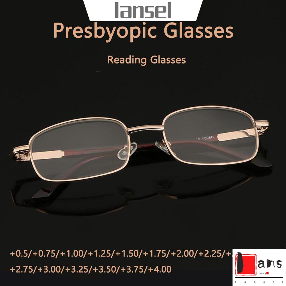 ❤LANSEL❤ Vision Care Reading Glasses Portable Eyeglasses Presbyopic Glasses High-definition Metal Unisex Eyewear PC Frames