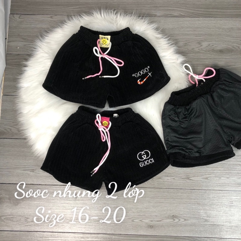 quần sooc nhung 2 lớp dày dặn cho bé gái 10-45kg