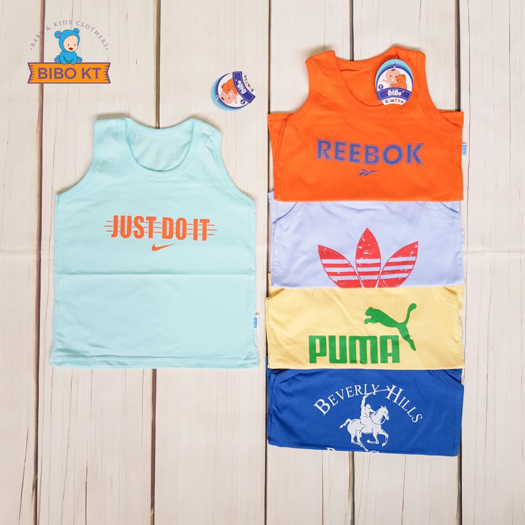 Set 5 áo sát nách (3 lỗ) màu cotton 100% Bibo Kim Thu size 1-10