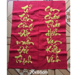 (Đã thêu) tranh thêu chữ thập thập câu đối kính nhớ tổ tiên 222838