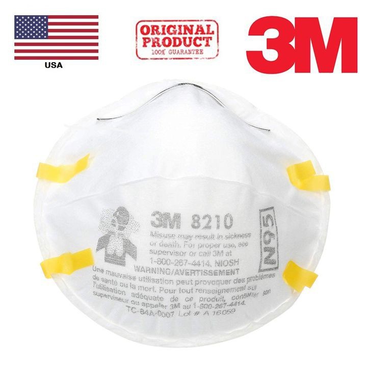 Khẩu Trang 3M 8210 N95 Chống Dịch Hiệu Quả Lọc Ít Nhất 95% Bụi Mịn, Vi Khuẩn, Virus