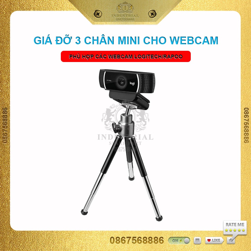 Giá đỡ 3 chân để bàn cho Webcam, Tripod webcam di động, phù hợp với các loại webcam có lỗ ren hỗ trợ