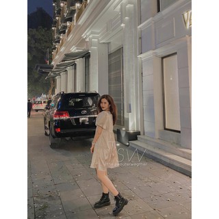 Váy babydoll lụa xoè tay bồng (Ảnh thật)