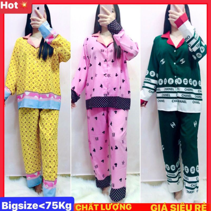 [ BIGSIZE ] Bộ ngủ lụa hàn mịn bigsize tay dài 60-75kg