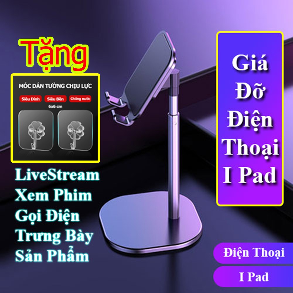 Giá đỡ điện thoại máy tính bảng để bàn hợp kim nhôm Sang Trọng, Hiện Đại, thời trang, có thể xoay 35 độ - GNGshop