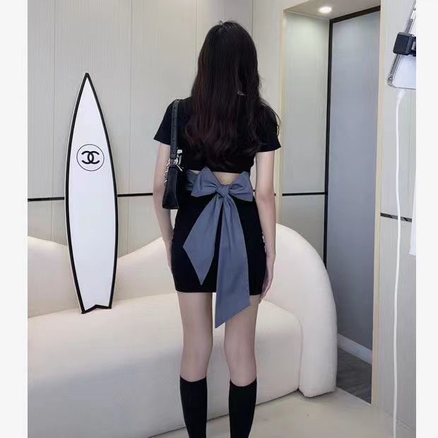 COZOK Đầm POLO Ngắn Tay Cổ POLO Thắt Nơ Sau Lưng Thiết Kế Xinh Xắn Cá Tính