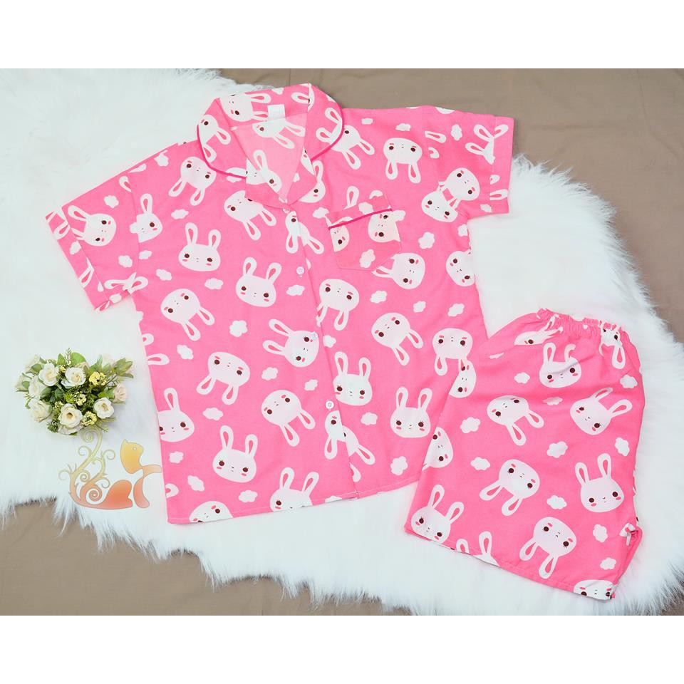 Đồ mặc nhà Pijama Kate Thái - "Thỏ Tai Hồng" - Dưới 60kg