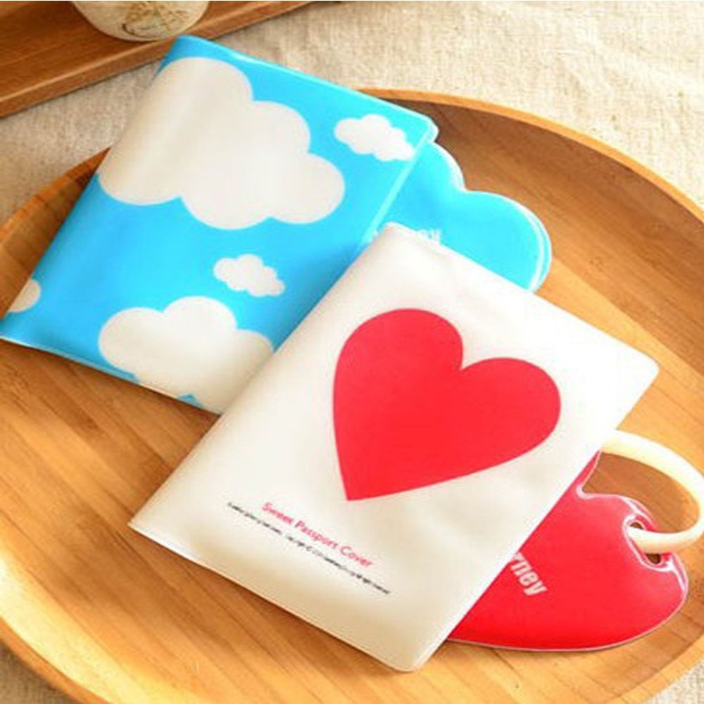 FISHSTICK1 Hot Sale Passport Holder Cover Cute Travel Luggage Tag Gift Ribbon Belt Silicone Fashion Love/Cloud/Multicolor