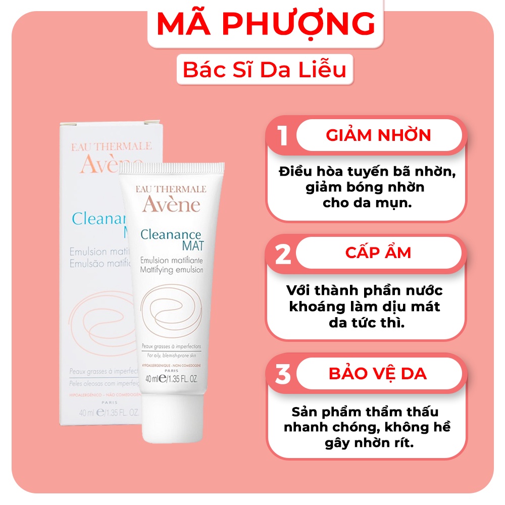 [CHÍNH HÃNG] Kem kiềm dầu Avene Cleanance Mat Mattifying Emulsion cho da dầu mụn 40ml