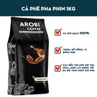 Combo 1 kg cà phê nguyên chất 100% cafe rang xay dạng bột pha phin Arobi Coffee 2 bịch x 500gr