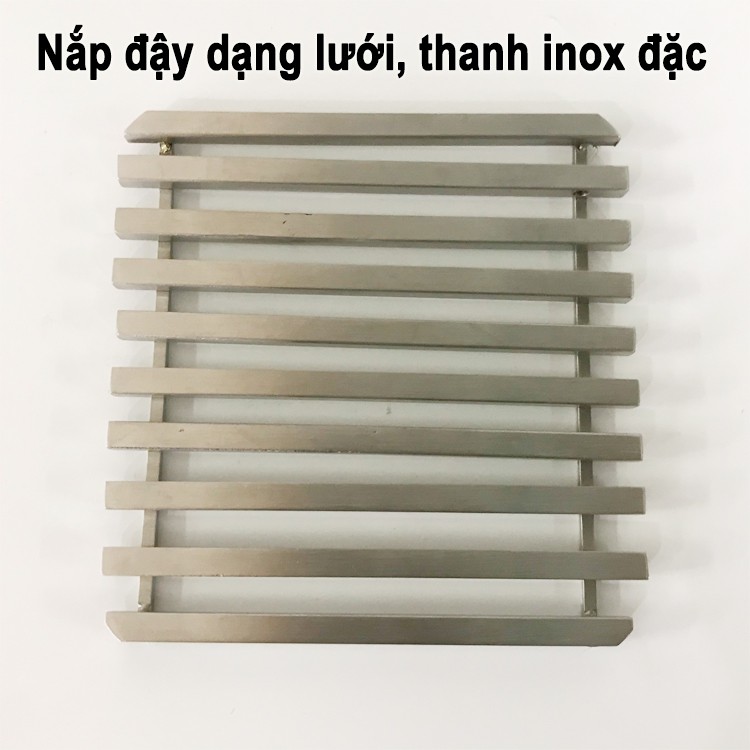 [Hàng cao cấp] Phễu thoát sàn nước Inox 304 mặt đường kẻ, thoát nước nhanh, chống hôi