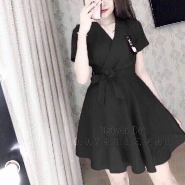 Đầm đắp chéo màu đen size 65-90 kì