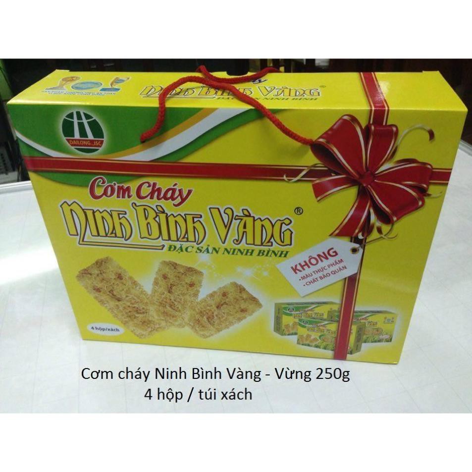 Cơm cháy chà bông tẩm gia vị Ninh Bình Vàng xách 4 hộp 250g - Vườn Đặc Sản