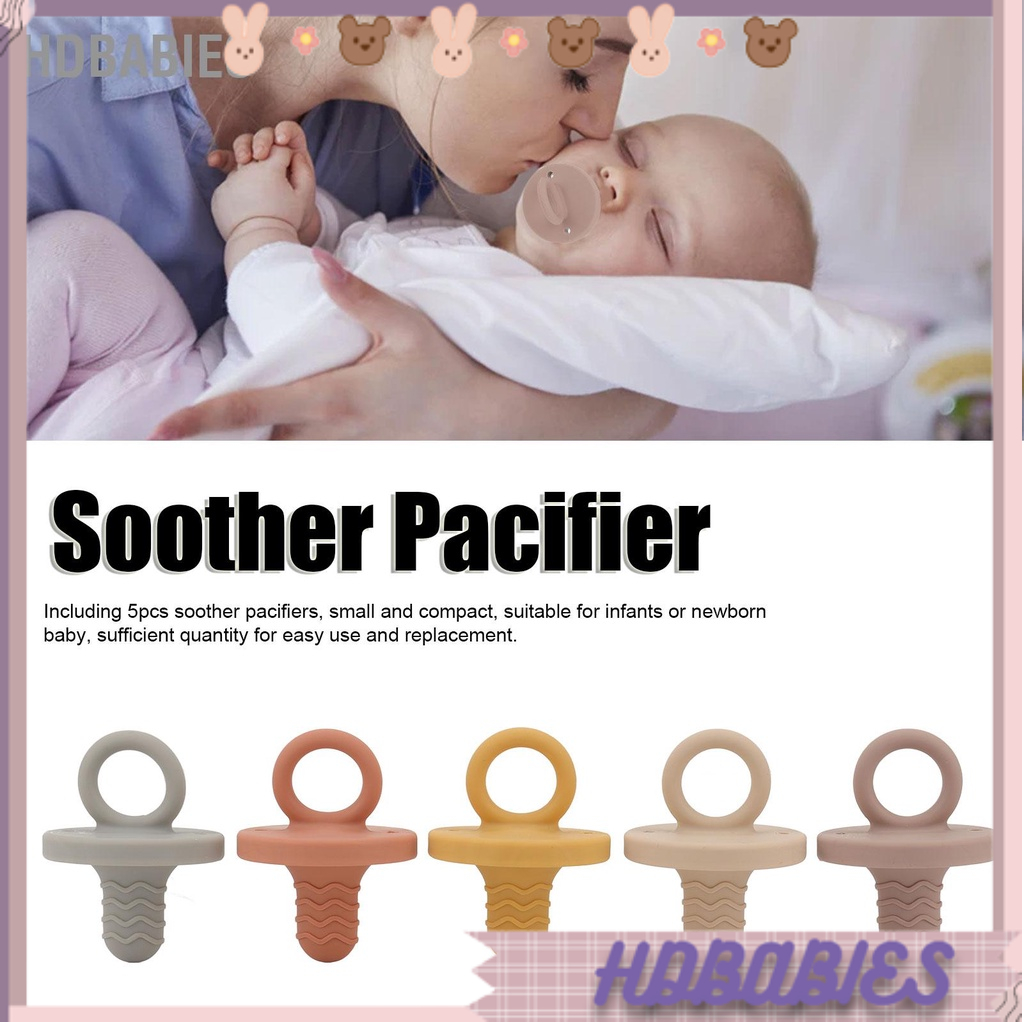 HDbabies Núm vú giả cho trẻ sơ sinh 5PCS có tay cầm thoải mái hoàn toàn bằng silicon để ngủ