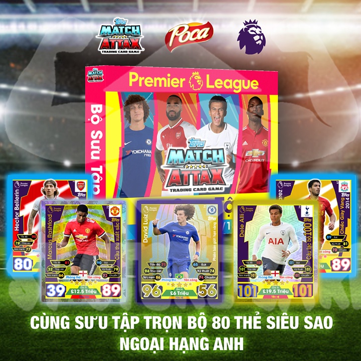 Thẻ cầu thủ Ngoại hạng Anh 2017/18 size Poca Match Attax thẻ in custom ST STORE CARD trên