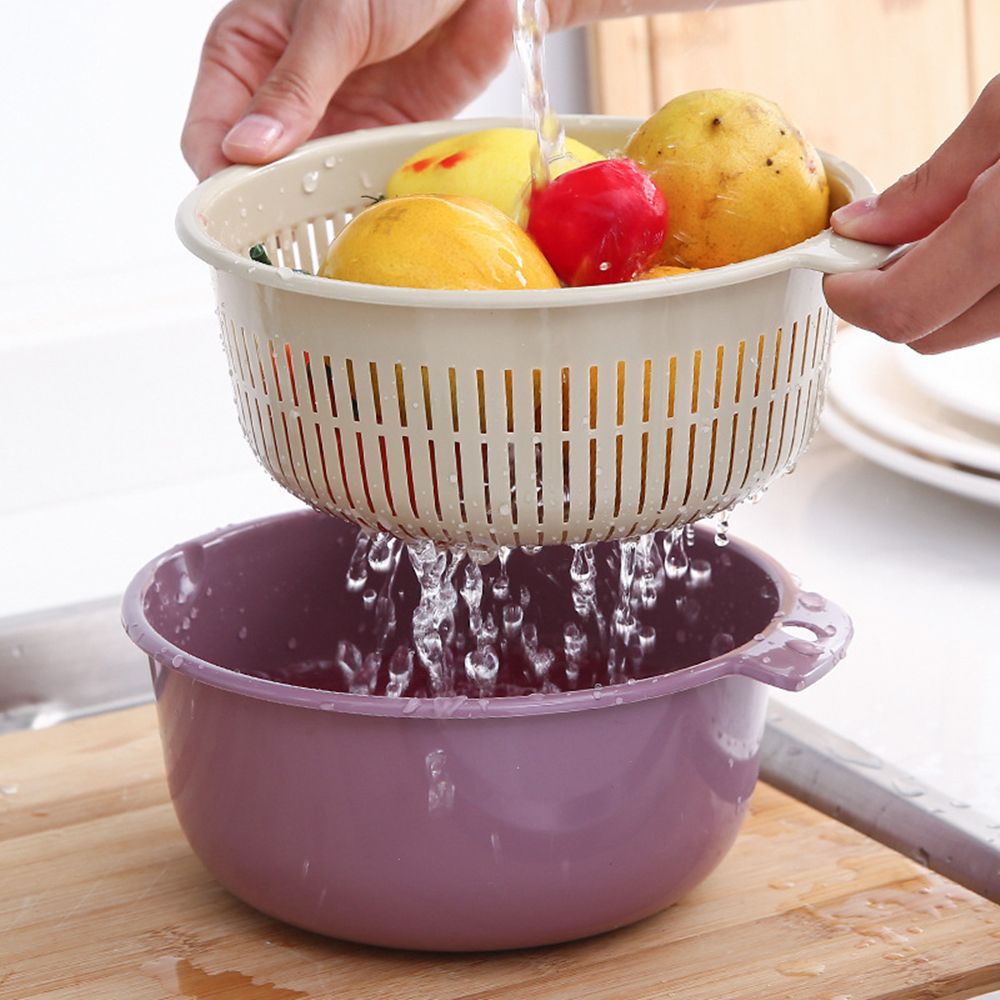 Rổ rửa rau củ quả thiết kế 2 trong 1 chức đa năng tiện dụng cho nhà bếp