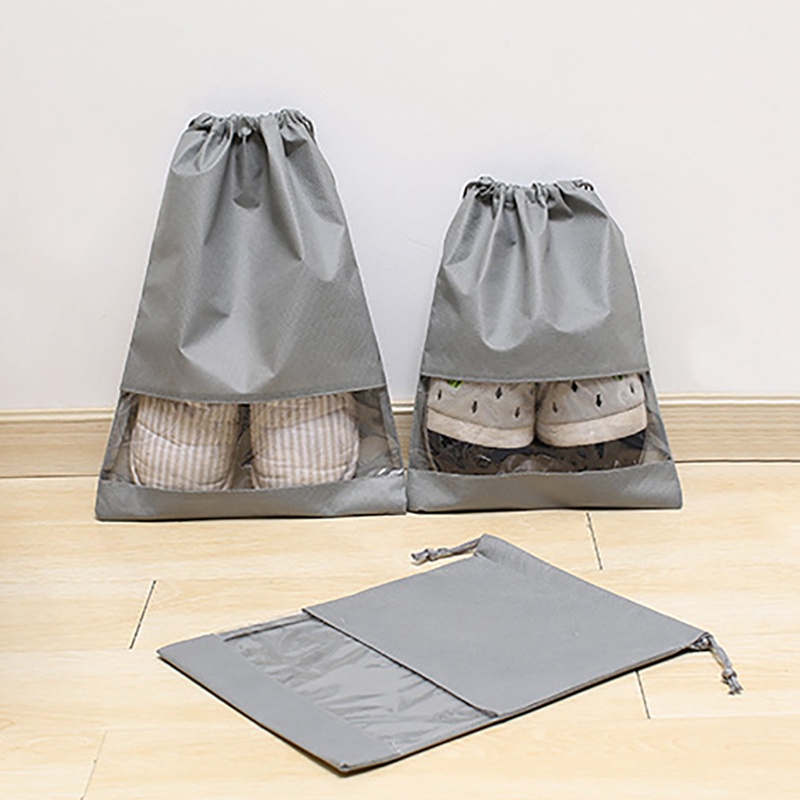 Portable Travel Shoe Bags, Large Drawstring Shoes Pouch Storage Translucent Organizer Bags 1pc