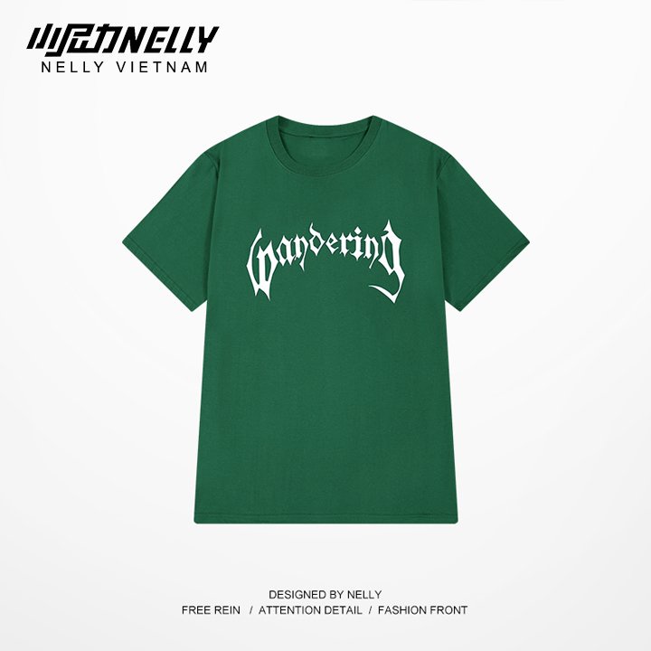 Áo thun nữ xanh trendy NELLY cotton premium form dáng rộng unisex tay lỡ Dandering