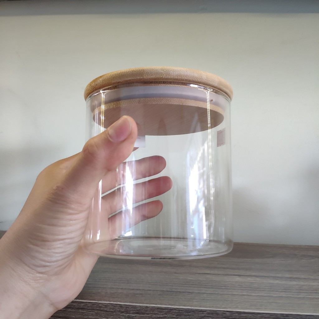 Lọ hũ thủy tinh có nắp đậy bằng gỗ, hàng nhập khẩu cao cấp | BigBuy360 - bigbuy360.vn