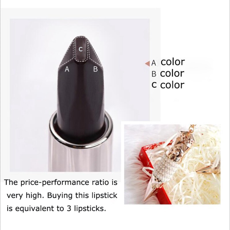 [Siêu rẻ] Son Kim Cương hình viên đạn 3 màu trong 1. Chống thấm chống nhòa Nữ hoàng của các loại son | BigBuy360 - bigbuy360.vn