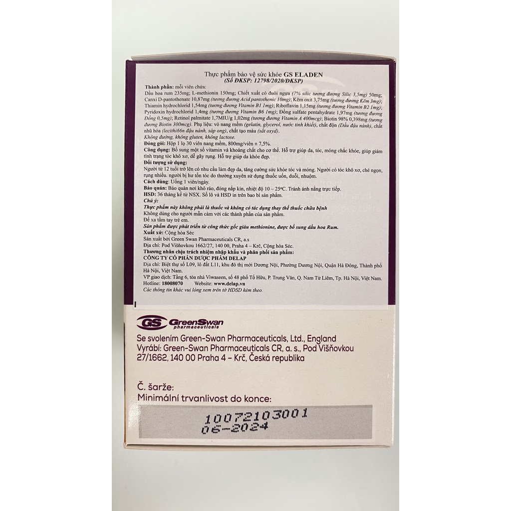 GS Eladen Premium.Giúp Da,Tóc Móng Chắc Khỏe.Giảm Tóc Rụng,Khô Xơ.Giúp Da Khỏe Đẹp