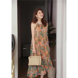 VÁY ĐẦM DÁNG SUÔNG | VÁY CỔ YẾM | ĐẦM HOẠ TIẾT LÁ XINH YÊU