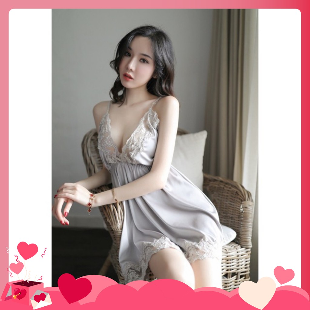 Váy ngủ hai dây lụa satin sexy cao cấp Đầm mặc nhà gợi cảm quyến rũ F101 | BigBuy360 - bigbuy360.vn