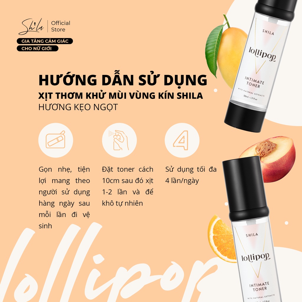 [Mã BMBAU50 giảm 7% đơn 99K] Xịt se khít vùng kín Shila hương kẹo ngọt 50ml (Shila Intimate Toner Lollipop)