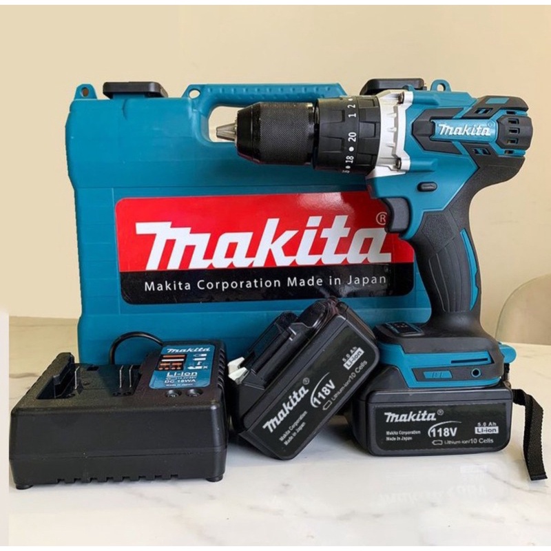 Máy Khoan Pin Makita 118V Không Chổi Than Đầu 13mm Có Búa 3 Chức Năng KHOAN, BẮT VÍT, BÚA