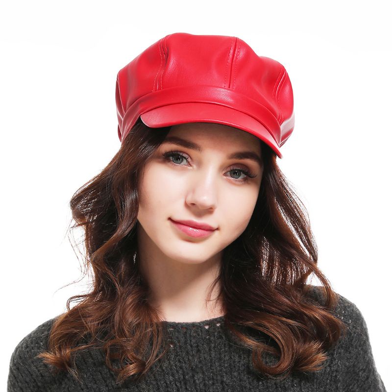 Mũ Giả Da Màu Trơn Phong Cách Vintage Cho Nam Và Nữ