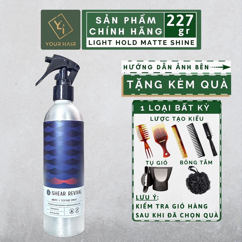 Xịt tạo kiểu TĂNG ĐỘ PHỒNG cho tóc Shear Revival Amity Texture Spray - 8oz / 227g