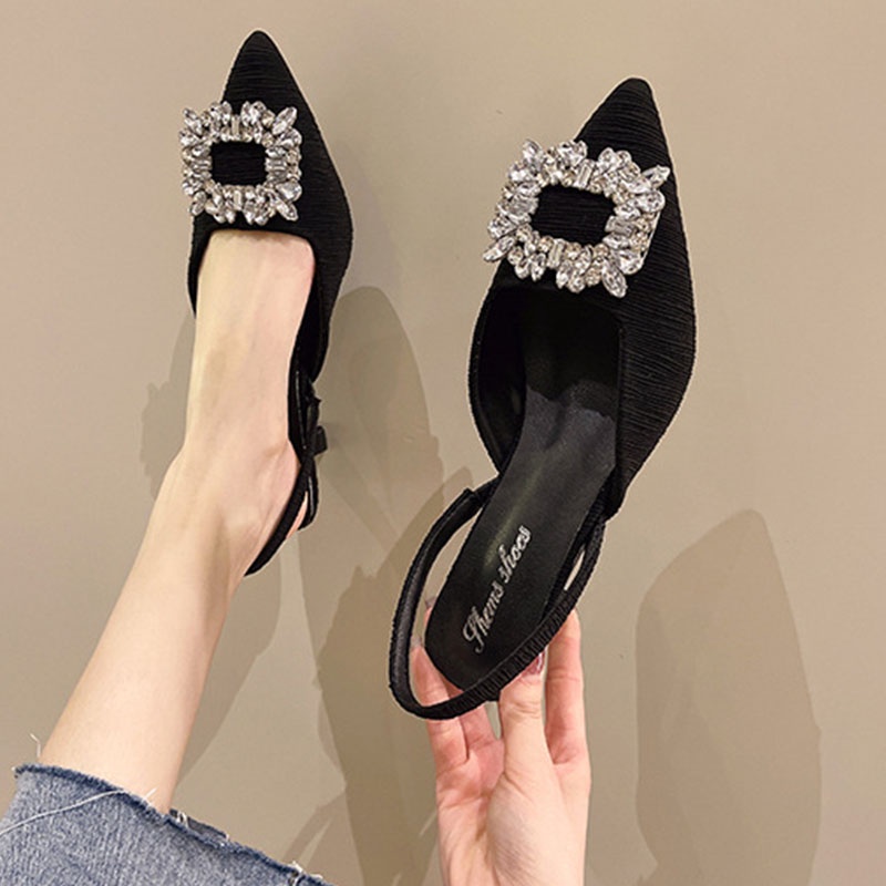 Giày Sandal Cao Gót Nữ 5 Phân Mũi Nhọn Bít Mũi Lớn Thời Trang Dành Cho